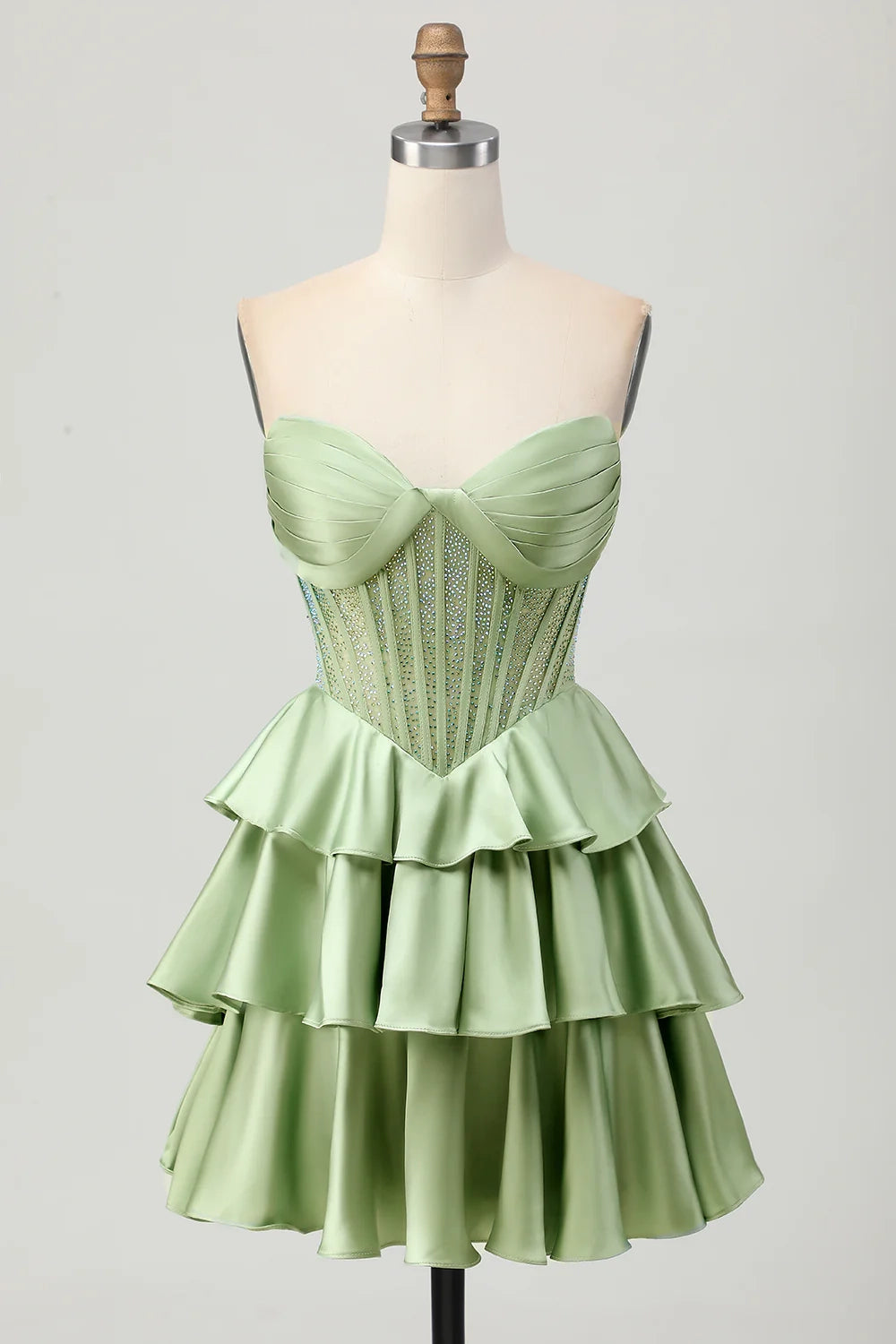 DingJi Wedding Shiny Tight corset with ruffled edges and off shoulder short bead Homecoming Dresses
